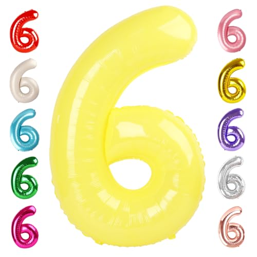 Image of 6 Balloon Numbers Birthday Decorations, 40In Yellow Balloons for Men Women | Eye-catching Appearance, Perfect Decorative Centerpieces, Convenient Self-sealing Structure, Widely for Various Occasions