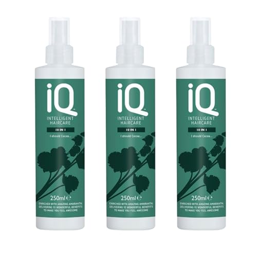 IQ Intelligent Haircare 10-in-1 Treatment Spray - Pack of 3 (250ml Each) for Strong Shiny Hydrated and Nourished Hair - Enriched with Amaranth and Vitamin E Paraben & Cruelty-Free