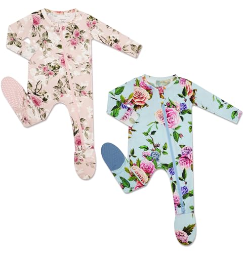 Image of HAPIU Rayon from Bamboo Baby Footed Pajamas, 2 Way Premium Zipper, Footie for Baby Boy Girls, Newborn-24 Months