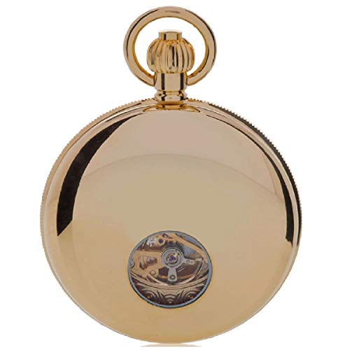 Rapport London, Mechanical Half Hunter Gold Plated Pocket Watch #TOP1