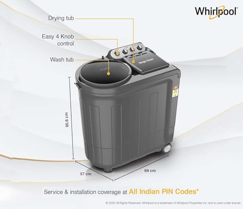 Image of Whirlpool 8 Kg 5 Star Semi-Automatic Top Loading Washing Machine (ACE 8.0 TRB DRY GREY DAZZLE (10 YR)-NH)
