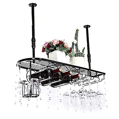 Casier à vin plafond rustique et support bouteille verre à pied