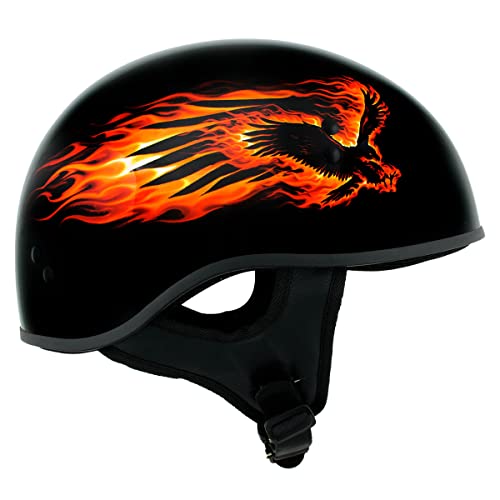 Hot Leathers Hld1006 'Black Out Eagle' Motorcycle Dot Approved Skull Cap Half Half Helmet For Men And Women Biker - Large #TOP1