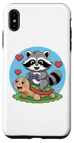 Kawaii Gaming Animal Graphic Turtle Cute Raccoon Gamer �X�}�z�P�[�X iPhone XS Max �p