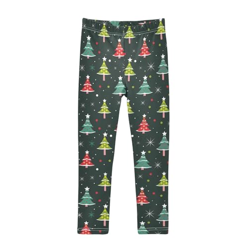 senya Girls Printed Leggings Yoga Pants Christmas Tree Glitter Pattern for Kids in 4t to 10 Years, 4T