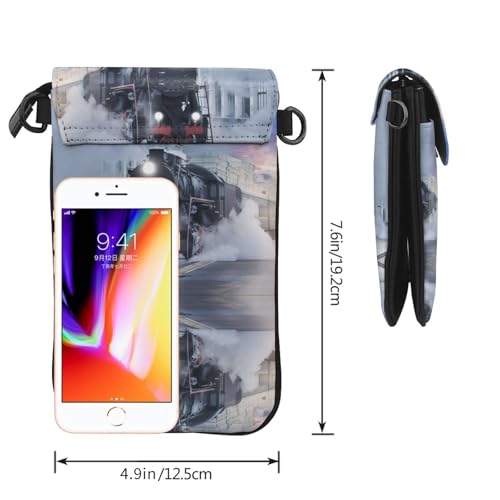 Sac à rabat microfibre PU imprimé train pour smartphone et portefeuille