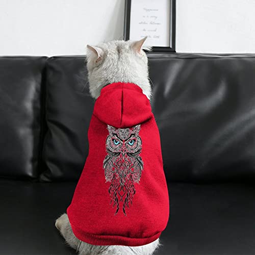 Psychedelic Owl Pet Hoodies Soft Warm Dog Sweater Printed Pattern Pet Suits With Hats Xs #TOP2