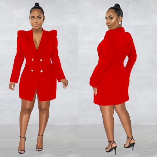 Women's Casual Peak Lapel Coat Work Office Dressy Double Breasted Blazer3