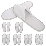 Healeved 10 Zapatillas Desechables de Algodón y Lino Antideslizantes para Viaje y Hotel Suaves y Ligeras Práctico para Hospedaje y Casa Blanco y Gris