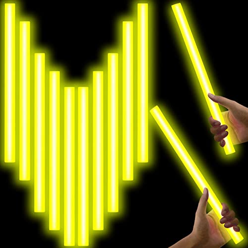Lewtemi 10 Pcs Large Glow Sticks Big Giant Jumbo Halloween Christmas Emergency Light Stick for Camping Accessories Survival Kit(Yellow 14 Inch)