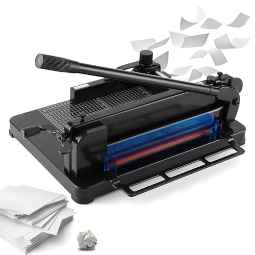 Ciężki nóż do papieru gilotynowego o pojemności 400 arkuszy, z metalową podstawą do skóry i materiału (A4-12'' nóż do papieru), biały | Obcinarki do papieru gilotynowego i nożyce o solidnej