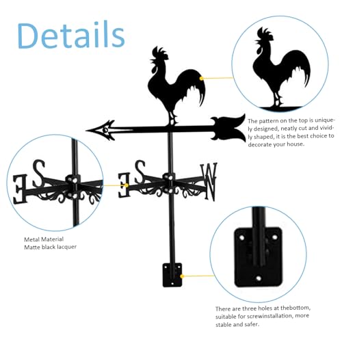 Curckua 8A4ZI9PDVBT7LQMO92-01 Weather Vane Roof Mount Animal Shape Weathervane Iron Decorative Wind Vane 13X22Inch Wind Direction Indicator thumb #3