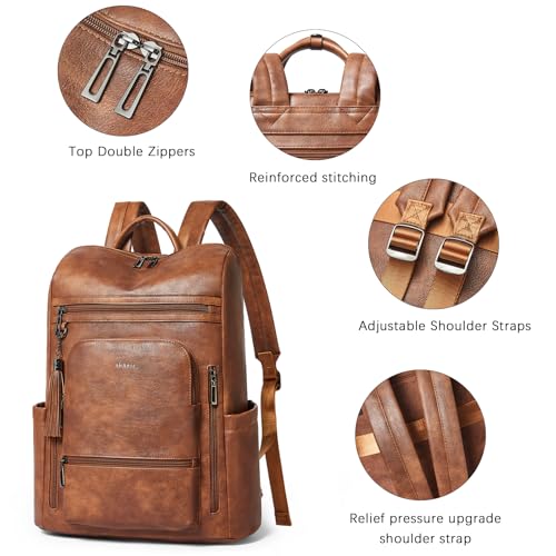 Shrrie Upgraded Large Travel Laptop Backpack with Laptop Compartmetn Fits 17 inch Laptop,Waterproof Vegan Leather Computer Backpack for Women and Men Work Business College
