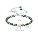 Apocalyptic-K Women's Natural Gemstones Bracelet&925 Sterling Silver/18K Gold│4MM│ 7-9 in │Tourmaline│Obsidian│Agate│ Hand Woven│Adjustable Size (Aquatic Green Agates，4MM)