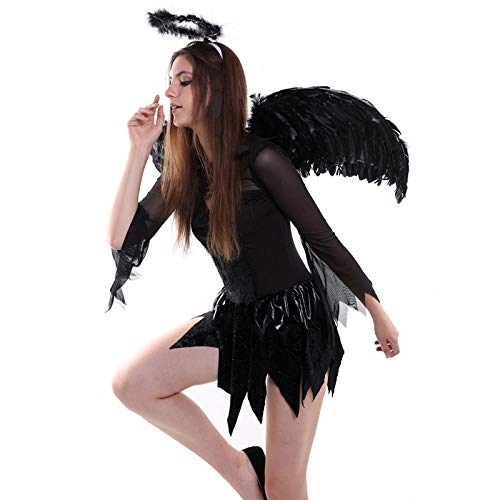 Feather Angel Wings Christmas Halloween Fancy Dress Costume Hen Night Party (45*35Cm, Black) #TOP4