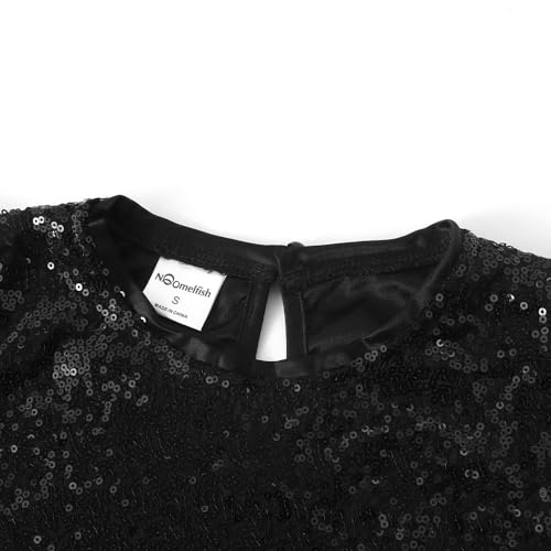 Image of Noomelfish Girls Short Sleeve Sequin Shirts Party Glitter Sparkly Tops Blouse (5-12 Years)