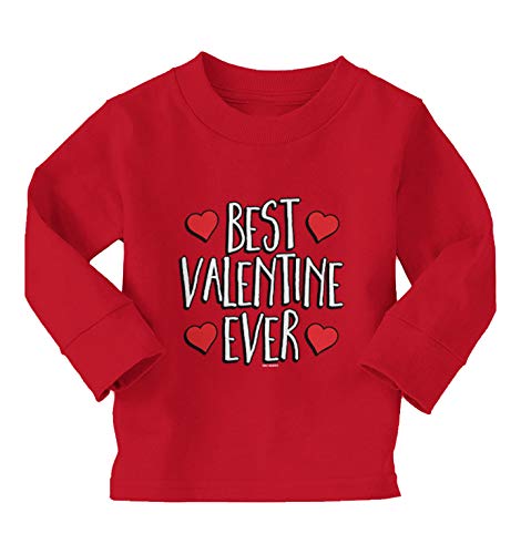 Best Valentine Ever - Heart Love Cute Long Sleeve Toddler Cotton Jersey Shirt (Red, 5T/6T)
