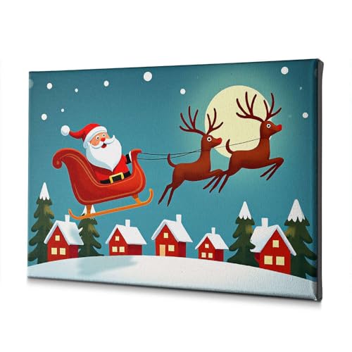 Toile de Pâques Père Noël volant : déco murale originale pour salle de bain