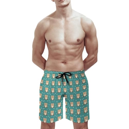 Cute Teddy Bear Mens Swim Trunks Quick Dry Beach Swimming Shorts with Mesh Lining and Pockets2