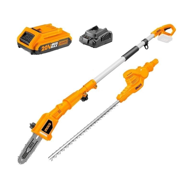 Set taille-haie + scie élagueuse + tige télescopique – à batterie 20 V – CPTS201681 INGCO