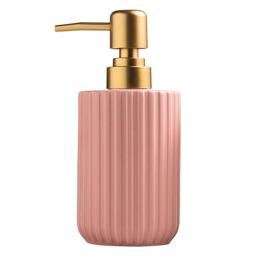 Chic Soap Dispenser, Vertical Stripe Design with Gold Pump(Pink)