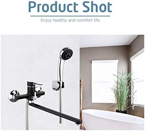 Robinet de bain-douche en laiton noir mat et flexible 340 mm