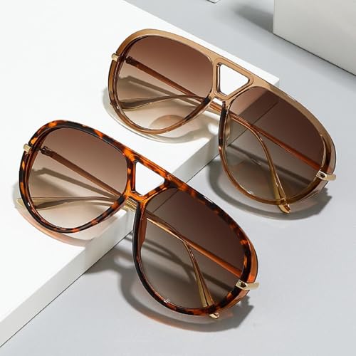 Retro Double Bridges Women Oversized Metal Frame Sunglasses Punk Men Gradient Shades Uv4003