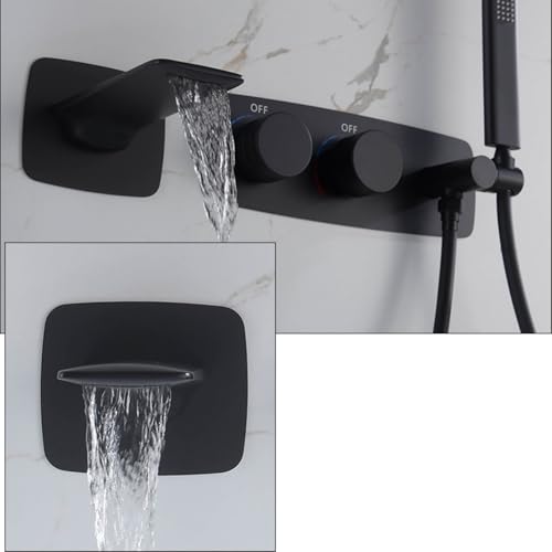 Ensemble de douche gris pistolet mitigeur anti-calcaire à levier unique pour baignoire cascade - 2