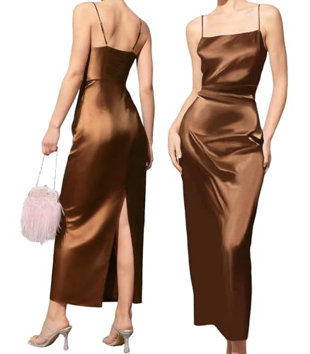 RIHOAS Women's Maxi Dress Elegant Cocktail Formal Wedding Guest Sexy Party Semi Formal Sundress Brown Vacation Outfit Vestidos Elegantes De Mujer para Fiesta