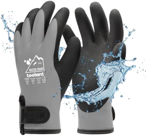 toolant 100% Wasserdichte Arbeitshandschuhe, Touchscreen, Grau, S, 1 Paar | Winter Arbeitshandschuhe für kaltes Wetter; Für Herren und Damen; Warme Thermohandschuhe; Sandiger Grip;
