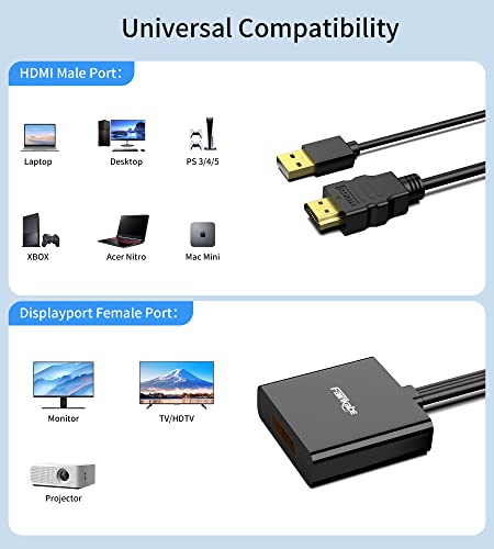 Fairikabe Hdmi To Displayport Adapter 4K 60Hz, Hdmi 2.0 To Displayport 1.2 Cable Male To Female, Unidirectional Hdmi To Display Port Adapter Compatible With Mac Mini, Raspberry Pi, Xbox, Ps4… #TOP6