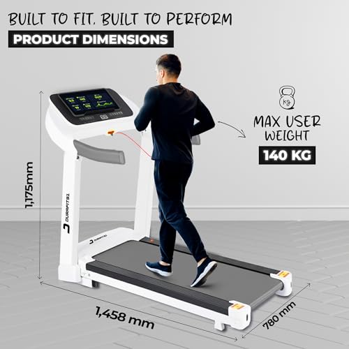 Image of Sprint 5 HP Peak BLDC Motorized | Hydraulic Foldable Treadmill | 16 Km /Hr Max Speed| 140Kg User Weight| Bluetooth Speaker| Wynd app | Home use| White
