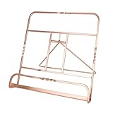 Creative Home Copper Plated Metal Cookbook Stand 10' W × 8.5' H | Premium Metal Base with Rose‑Gold Wire Frame for Recipes, Tablets and Books | Stylish Gift and Kitchen Accent