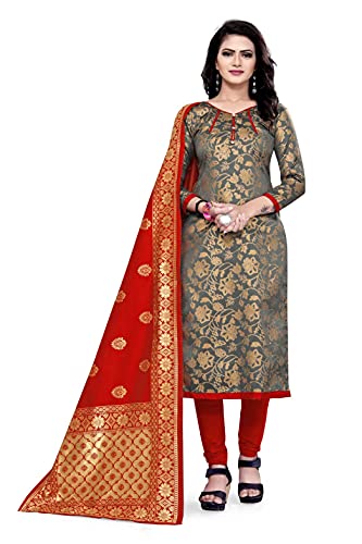 Image of AKHILAM Women's Jacquard Cotton Silk Unstitched Straight Salwar Suit Dress Material (13BNRS61 Parent)