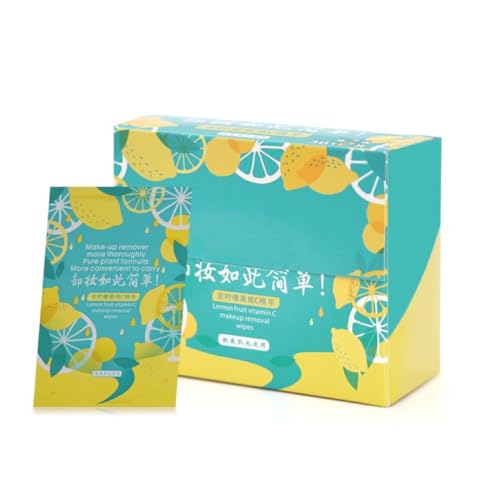 Travel essentials，32Pcs Lemon Vitamin C Makeup Remover Wipes,7.8 * 5.9in,for All Skin Types, Soothing Makeup Remover & Facial Cleansing Towelettes