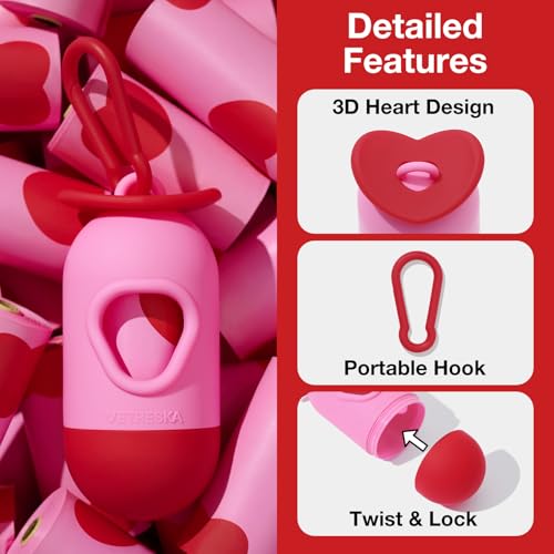 Image of VETRESKA Dog Poop Bag Dispenser with Smoked Cherry Scented Poop Bags, Leak Proof and Extra Thick Pet Waste Bags, 1 Poop Bag Holder and 105 Bags for Dog Walking and Cats Litter
