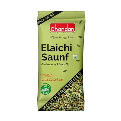 Image of Chandan Mouth Freshener Elaichi Saunf 50 Sachets | Rich in Anti-Oxidants And A Delicious Mukhwas (Pack of 4)
