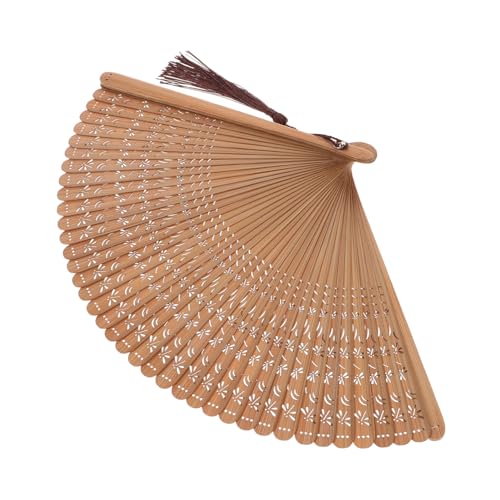Beaupretty Abanico Plegable De Mano Bambú Marrón Abanicos Plegables Para Mujer Ventilador Portátil Vintage Diseño Hueco Tradicional Chino Japonés Para Verano y Fiesta