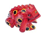 5 Inch Guiros Percussion Instruments Wooden Frog, Wooden Frog Musical Instrument Home Deco. (Red Col