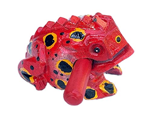 5 Inch Guiros Percussion Instruments Wooden Frog, Wooden Frog Musical Instrument Home Deco. (Red Color) #TOP21