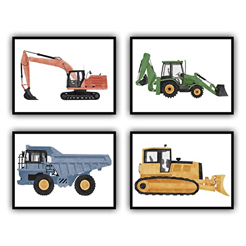 Boys Truck Tractor Art Print Construction Wall Art Colorful Cartoon Construction Car Canvas Print Boy Nursery Decor Cartoon Construction Transport Vehicle Art Print Transportation Decor Unframed #TOP29