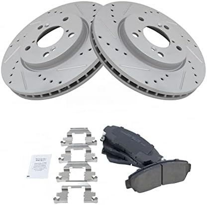 Performance Brake Rotor Drilled Slotted Coated & Ceramic Pad Front Kit
