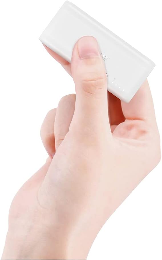 Auskang Power Bank USB C 5000mAh Super Mini External Battery only 98g Lightweight with USB C Input & Output, Small Portable Charger for Smartphone, Bluetooth Earbuds, Camera, etc. (White)