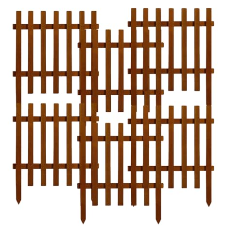 Kit 6 Cercas Para Jardim De Madeira 50x60 Separador Grama Decoração Quintal Horta Limitador Divisor Contenção Cerquinhas Tela Decorativa Resistente Ao Tempo (Marrom)