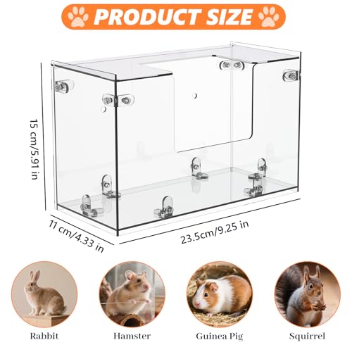 Acrylic Rabbit Hay Feeder with Lid, Transparent Hanging Food Dispenser Hay Feeder for Bunny Rabbits Guinea Pig Cage Chinchillas Hamsters Small Pets and Animals(Small - Image 5
