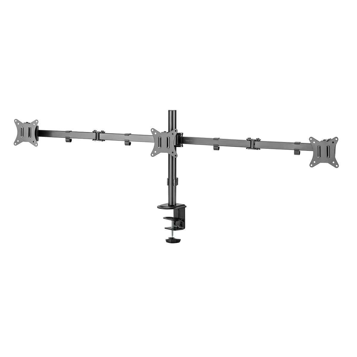 Supporto per monitor in alluminio per 3 monitor (17-27"), lunghezza braccio: 658 mm ciascuno