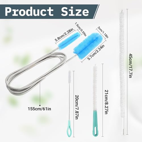 NVGVUP 4 Stück Abflussreiniger Spirale, Doppelkopf-Rohrreinigungsbürste, Abflussreiniger Sticks, Aquarium Reinigungsbürste, Flexible Abfluss Bürste für Rohre für Küchen, Badezimmer Rohre Kanäle