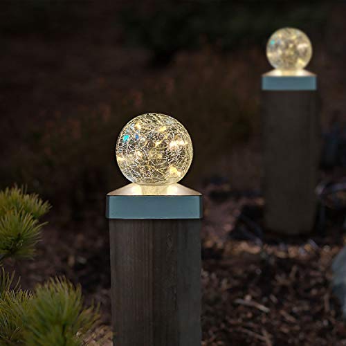 Solar Post Lights - Outdoor Post Cap Light for Fence Deck or Patio Garden Decoration Solar Powered Caps, LED Lighting, Lamp Fits 4x4 in - Warm White 4 Pack - Thumbnail 6