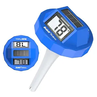BaldrTherm Floating Digital Pool Thermometer - Solar Powered, Large Double-Sided Display, Accurate Temperature Readings for Pools, Hot Tubs, and Spas