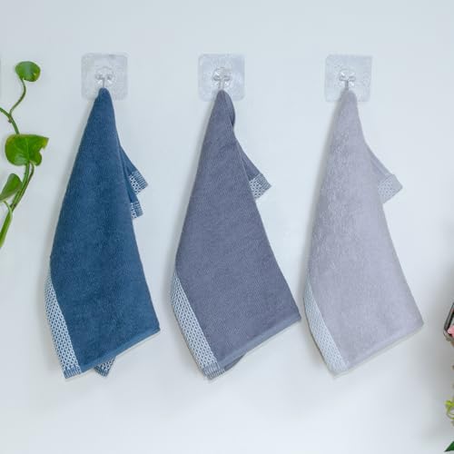 Image of RANGOLI 100% Bamboo Face Towel Set of 3, 500 GSM, Quick Dry Towels for Face, Gym, Travel, Ultra Soft Highly Absorbent, 30Cm X 30Cm, Blue, Grey & Dark Grey
